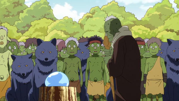 Rimuru with goblins and wolfs